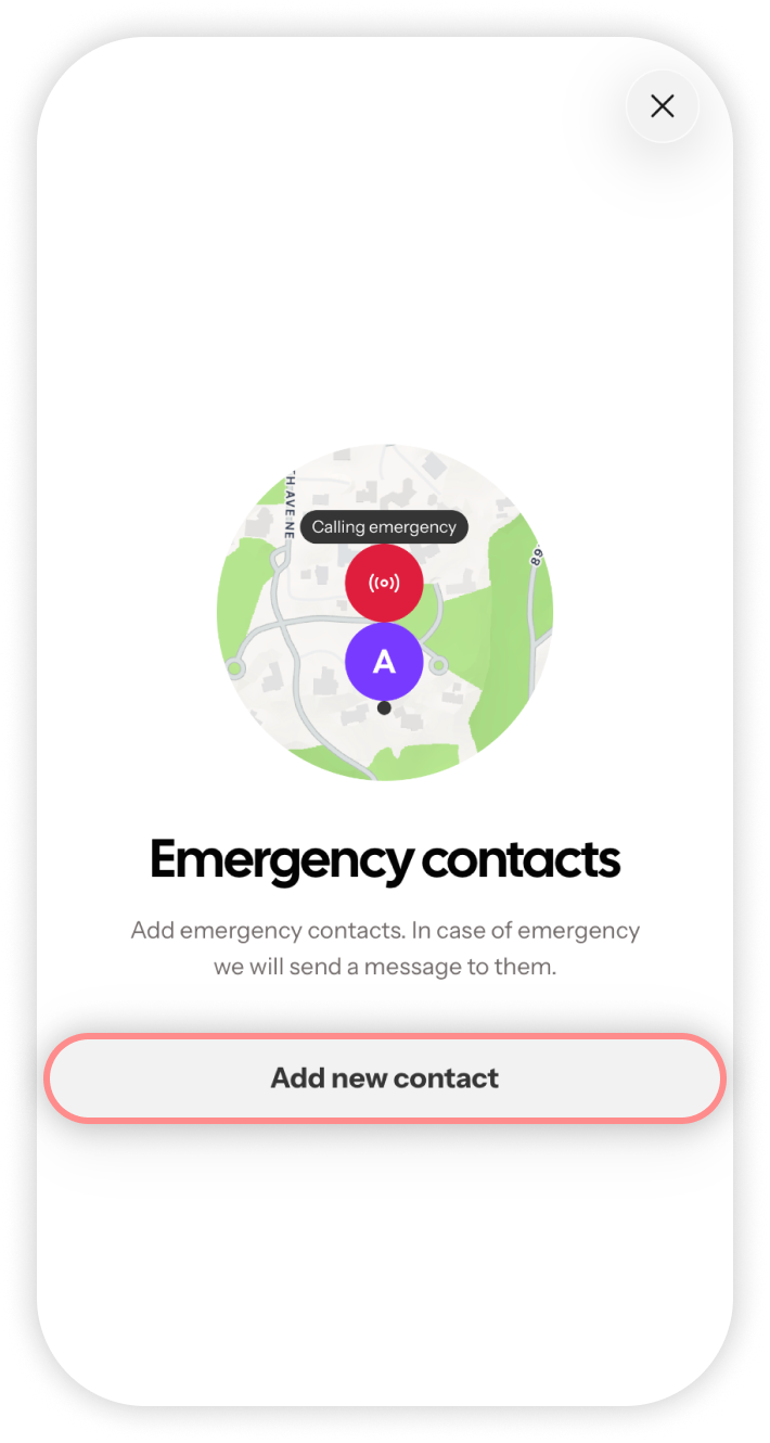 Add new contact highlighted in emergency contacts 
